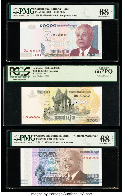Cambodia National Bank Group Lot of 6 Examples PMG Superb Gem Uncirculated 69 EP...