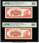 China Central Bank of China 5000 Yuan 1949 Pick 415b S/M#C302-56b Two Consecutive Examples PMG Gem Uncirculated 65 EPQ; Gem Uncirculated 66 EPQ. 

HID...