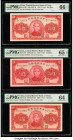 China Central Reserve Bank of China 5 Yuan 1940 Pick J10e S/M#C297-23 Three Examples PMG Choice Uncirculated 64; Gem Uncirulated 65 EPQ; Gem Uncircula...