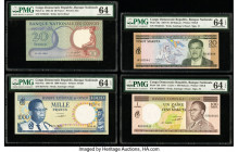 Congo Democratic Republic Banque Nationale du Congo 20; 1000 Francs; 20 Makuta; 1 Zaire = 100 Makuta 15.3.1962; 15.10.1961; 1.10.1970; 21.1.1970 Pick ...