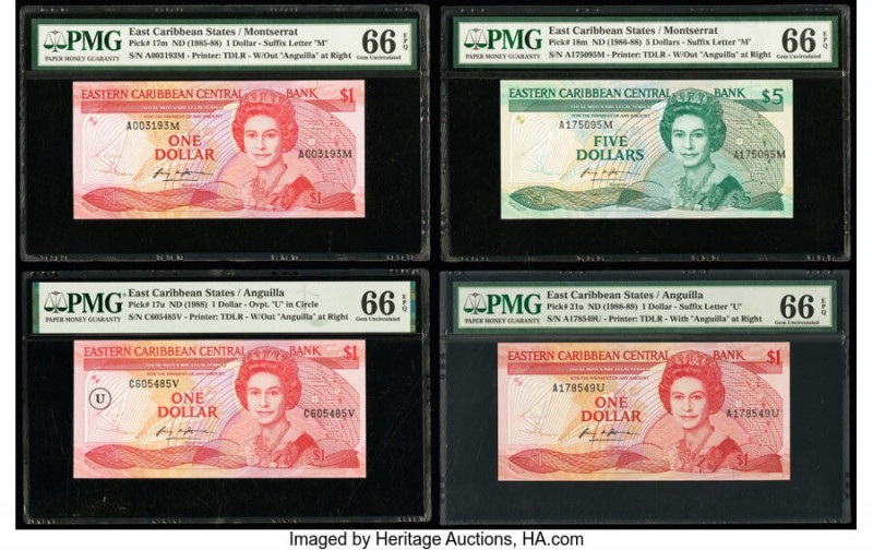 East Caribbean States Central Bank Group Lot of 7 Examples PMG Gem Uncirculated ...
