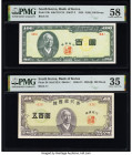 South Korea Bank of Korea 100; 500 Hwan 1955; 1956-57 Pick 19b; 20 Two examples PMG Choice About Unc 58; Choice Very Fine 35. 

HID09801242017

© 2022...