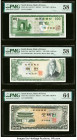 South Korea Bank of Korea 100 (2); 500 Won ND (1962); (1965); (1966) Pick 36a; 38A; 39a Three Examples PMG Choice About Unc 58 (2); Choice Uncirculate...