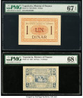 Yugoslavia Ministry of Finance 1 Dinar ND (1919) Pick 12 PMG Superb Gem Unc 67 EPQ; Yugoslavia Ministry of Finance 25 Para = 1/4 Dinar 21.3.1921 Pick ...