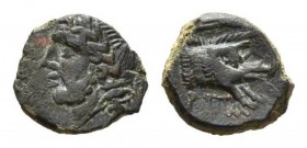 Apulia, Arpi Bronze 325-275, Æ 15mm, 3.28 g. Laureate head of Zeus left Rev. Boar right; above, spear. SNF France 1240. SNG ANS -. H.N. Italy 643.
 ...