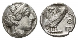 Attica, Athens Tetradrachm circa 440-420, AR 24mm, 16.81 g. Head of Athena right, wearing crested Attic helmet decorated with spiral palmette and thre...