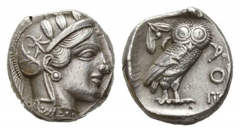 Attica, Athens Tetradrachm circa 465, AR 24mm, 17.11 g. Head of Athena right, we...