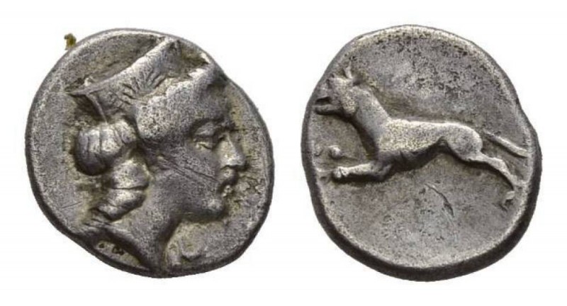 Argolis, Argos Trihemiobol circa 370-350, AR 15.5mm, 2.55 g. Head of Hera r., we...