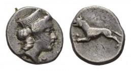 Argolis, Argos Trihemiobol circa 370-350, AR 15.5mm, 2.55 g. Head of Hera r., wearing ornamented stephane. Rev. Dog l. BCD, Peloponnesos – cf. 1058.
...