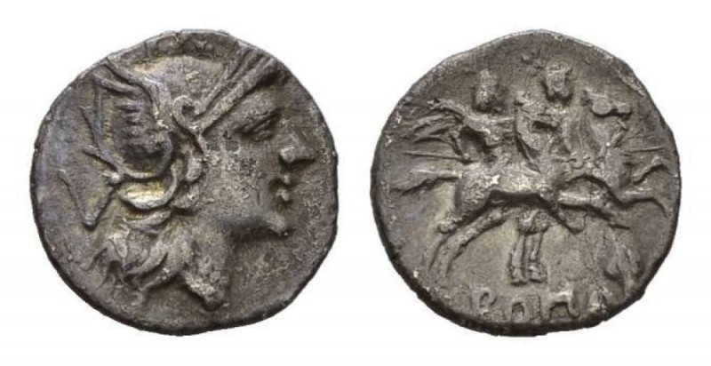 Quinarius. South-East Italy 211-210, AR 15mm, 1.62 g. Crawford 83/3. Syd. 153.
...