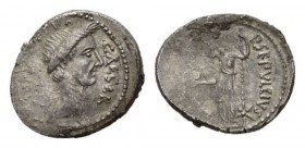 Julius Caesar and P. Sepullius Macer Denarius circa 44, AR 20mm, 3.59 g. CAESAR – [DICT PERPE]TVO Wreathed head of Caesar right. Rev. P·SEPVLLIVS – [M...