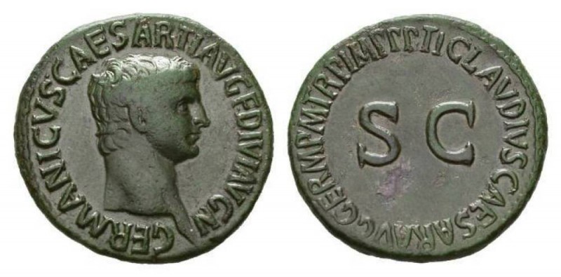 In the name of Germanicus, father of Gaius As circa 50-54, Æ 29mm, 11.15 g. GERM...