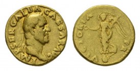 Galba, 68 – 69 Aureus, Gaul April to late Autumn 68, AV 18.5mm, 6.42 g. IMP SER GALBA – CAESAR AVG Laureate and draped bust right. Rev. VICTORIA – P R...