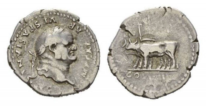 Vespasian, 69 – 79 Denarius circa 77-78, AR 20mm, 3.38 g. IMP CAESAR VESPASIANVS...