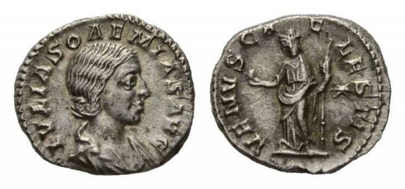 Julia Soaemias, mother of Elagabalus Denarius 218-222, AR 18.5mm, 3.34 g. IVLIA ...