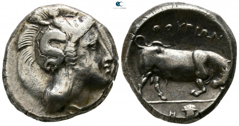 Lucania. Thourioi circa 350-300 BC. 
Double Nomos-Distater AR

23mm., 15,30g....
