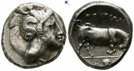 Lucania. Thourioi circa 350-300 BC. Double Nomos-Distater AR