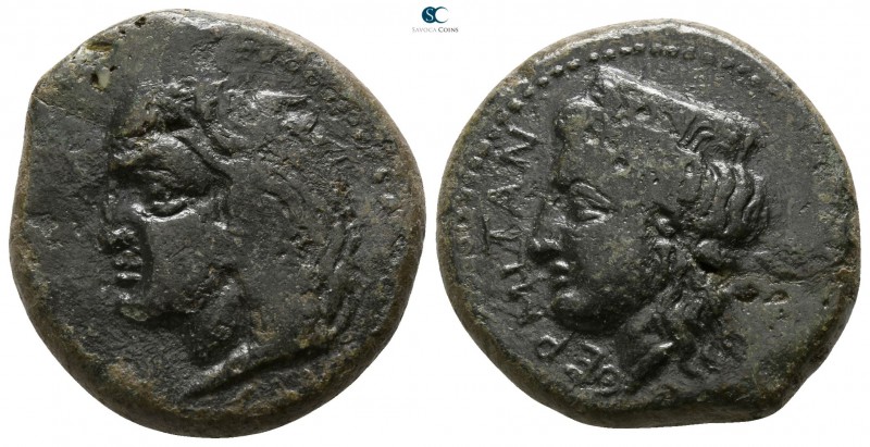 Sicily. Thermai Himerensis circa 400-350 BC. 
Bronze Æ

20mm., 8,04g.

Head...