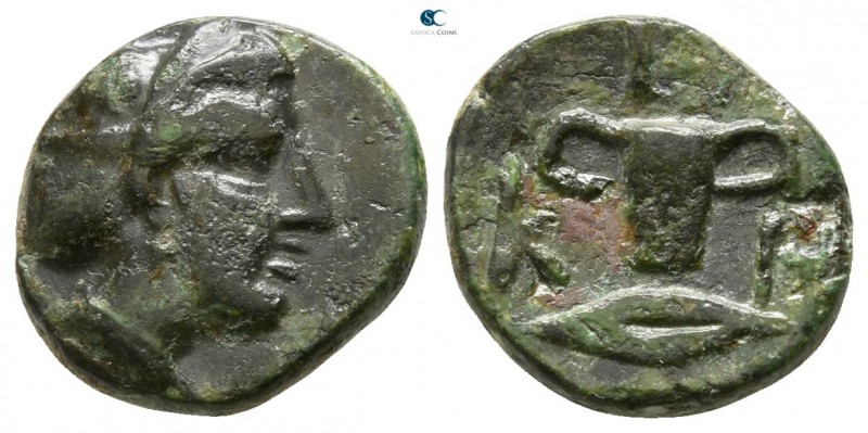 Kings of Thrace. Kypsela. Kersebleptes 359-340 BC. 
Bronze Æ

15mm., 1,73g.
...