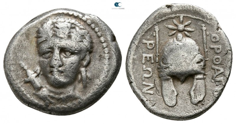 Thrace. Orthagoreia circa 340-330 BC. 
Hemidrachm AR

13mm., 2,50g.

Head o...
