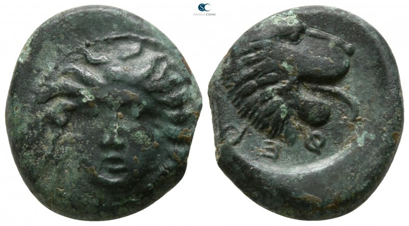 Thessaly. Pherai circa 404-369 BC. 
Trichalkon Æ

17mm., 6,57g.

Head of ny...