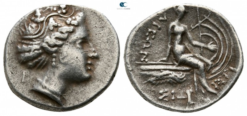 Euboea. Histiaia circa 300-100 BC. 
Tetrobol AR

14mm., 2,37g.

Wreathed he...