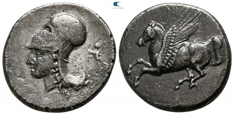Corinthia. Corinth 375-300 BC. 
Stater AR

20mm., 7,77g.

Helmeted head of ...