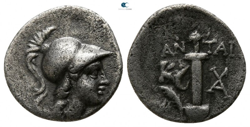 Caria. Kaunos . ΑΝΤΑΙΟΣ (Antaios), magistrate circa 166-150 BC. 
Hemidrachm AR...