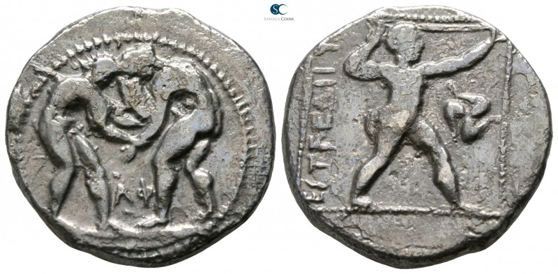 Pamphylia. Aspendos 370-330 BC. 
Stater AR

22mm., 10,17g.

Two wrestlers g...