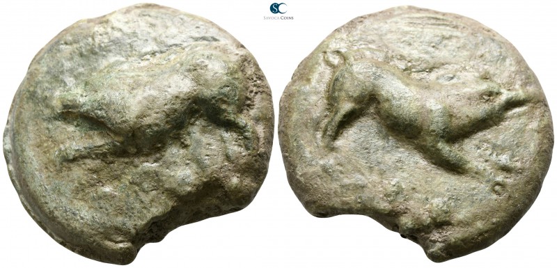 Anonymous circa 270 BC. Uncertain mint
Aes Grave Quadrans Æ. Libral standard, h...