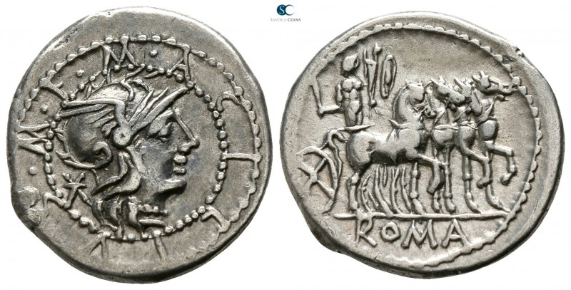 M. Acilius M.f. 130 BC. Rome
Denarius AR

8mm., 3,81g.

M ACILIVS M F, helm...