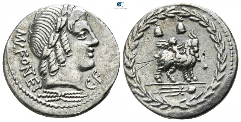 Mn. Fonteius C.f. 85 BC. Rome
Denarius AR

17mm., 3,79g.

MN.FONTEI C.F, la...