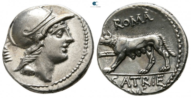 P. Satrienus 77 BC. Rome
Denarius AR

16mm., 3,80g.

Helmeted head of young...