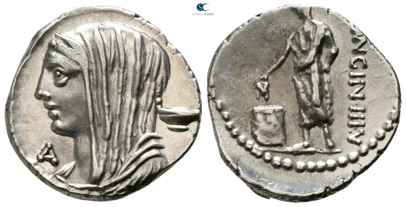 L. Cassius Longinus 60 BC. Rome
Denarius AR

16mm., 3,73g.

Veiled and drap...
