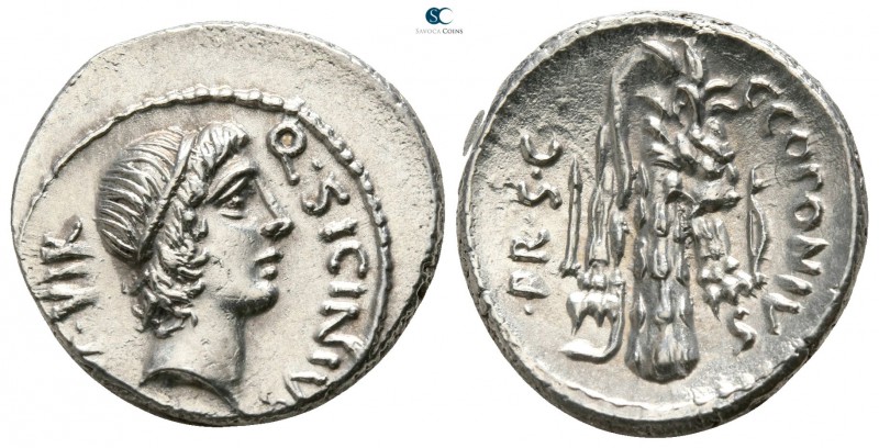 Q. Sicinius and C. Coponius 49 BC. Rome
Denarius AR

17mm., 3,68g.

Head of...