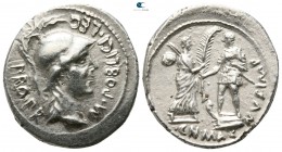 Cnaeus Pompey Jr.  46-45 BC. M. Poblicius, legatus pro praetore.. Corduba (Cordoba). Denarius AR