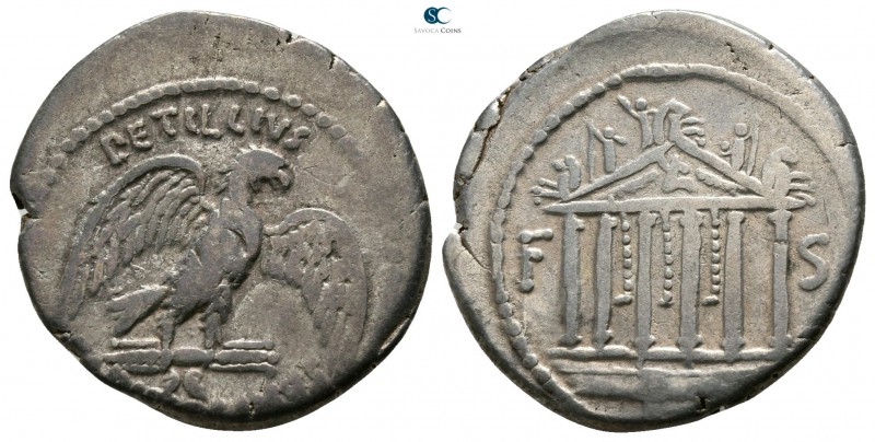 Petillius Capitolinus 43 BC. Rome
Denarius AR

17mm., 3,68g.

Eagle, with w...