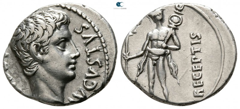 Augustus 27-14 BC. Struck circa 19 BC.. Spanish mint (Tarraco)
Denarius AR

1...