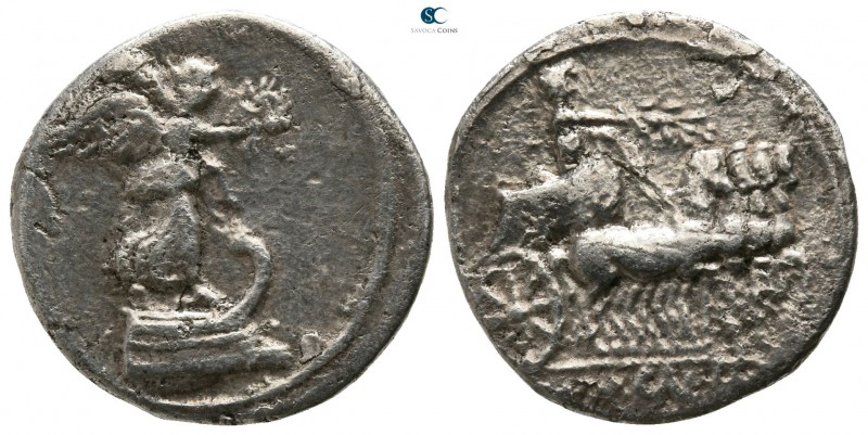 Augustus 27 BC-AD 14. Uncertain mint
Denarius AR

18mm., 3,34g.

Victory st...