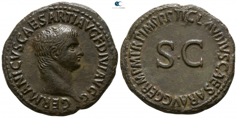 Germanicus 19 BC. Died 19 AD. Rome
As Æ

28mm., 11,26g.

GERMANICVS CAESAR ...