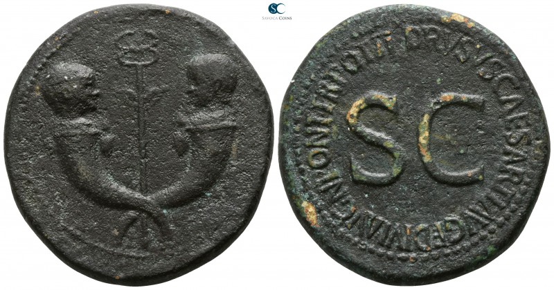 Tiberius, with Germanicus Gemellus AD 22-23. Rome
Sestertius Æ

34mm., 23,96g...