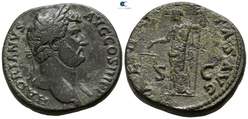 Hadrian AD 117-138. Rome
Sestertius Æ

30mm., 23,71g.

HADRIANVS AVG COS II...