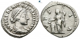 Lucilla AD 164-169. Struck under Marcus Aurelius and Lucius Verus, AD 161-162. Rome. Denarius AR