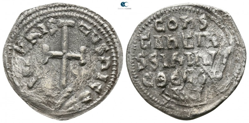Constantine VI with Irene AD 780-797. Constantinople
Miliaresion AR

20mm., 1...