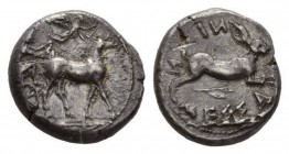 Sicily Messana Tetradrachm circa 445-439, AR 23.5mm, 17.37 g. Mule biga driven right by charioteer, holding reains and kentron; above, Nike flying rig...