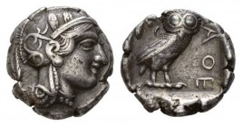 Attica, Athens Tetradrachm circa 403-365, AR 24mm, 16.98 g. Head of Athena right, wearing crested Attic helmet decorated with spiral palmette and thre...
