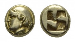 Ionia, Phocaea Hete circa 387-326 EL 10mm, 2.53 g. Head of Aphrodite left, hair in veil; below, seal left. Rev. Quadripartite incuse square. Bodensted...