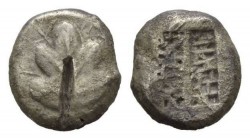 Island off Caria, Rhodes. Camirus Stater circa 500-480, AR 18mm, 11.88 g. Fig leaf. Rev. Incuse square divided by central band. Traité pl. 20, 3. SNG ...