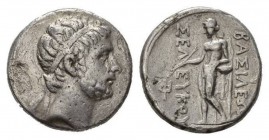 Seleucid Kings of Syria Seleucos II 246-226 Tetradrachm, Nividis circa 240-230, AR 27.5mm, 16.40 g. Diademed head right. Rev. Apolllo standing left, h...