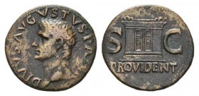 Divus Augustus. As circa 22-30 AD, Æ 28.5mm, 10.61 g. DIVVS AVGVSTVS PATER Radiate head left. Rev. S – C Altar-enclosure with double-panelled door; in...